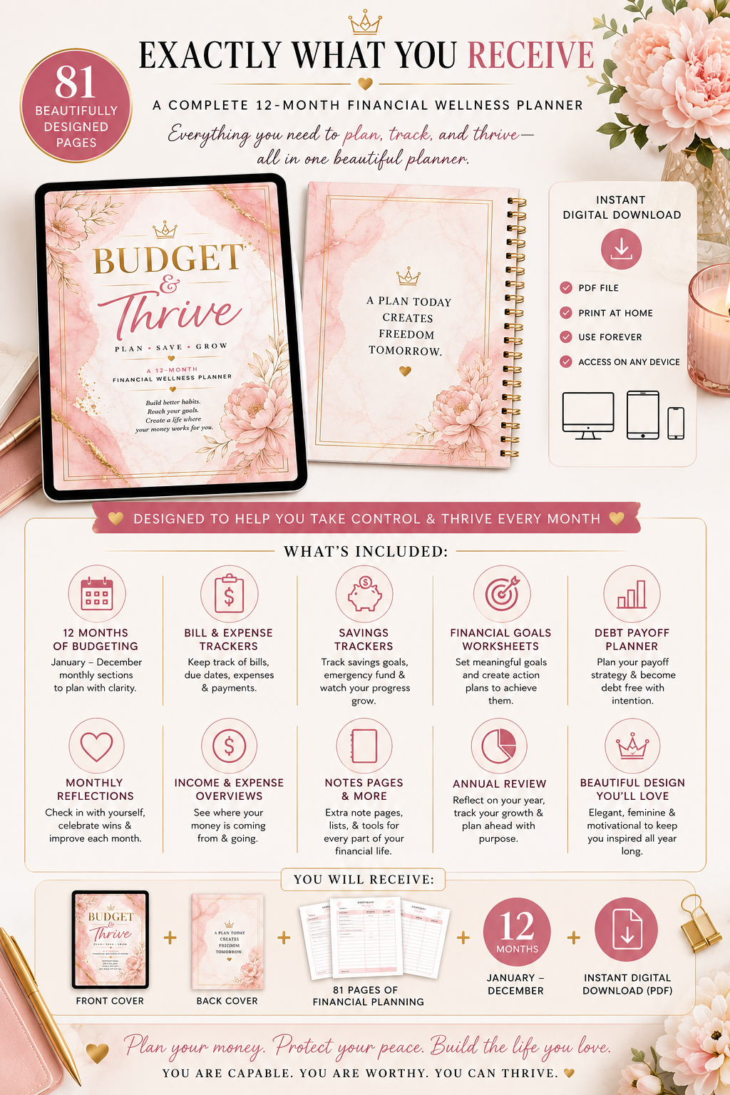 Budget & Thrive: 12-Month Financial Wellness Planner