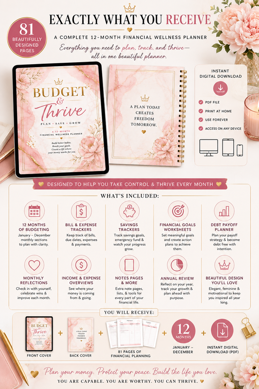 Budget & Thrive: 12-Month Financial Wellness Planner